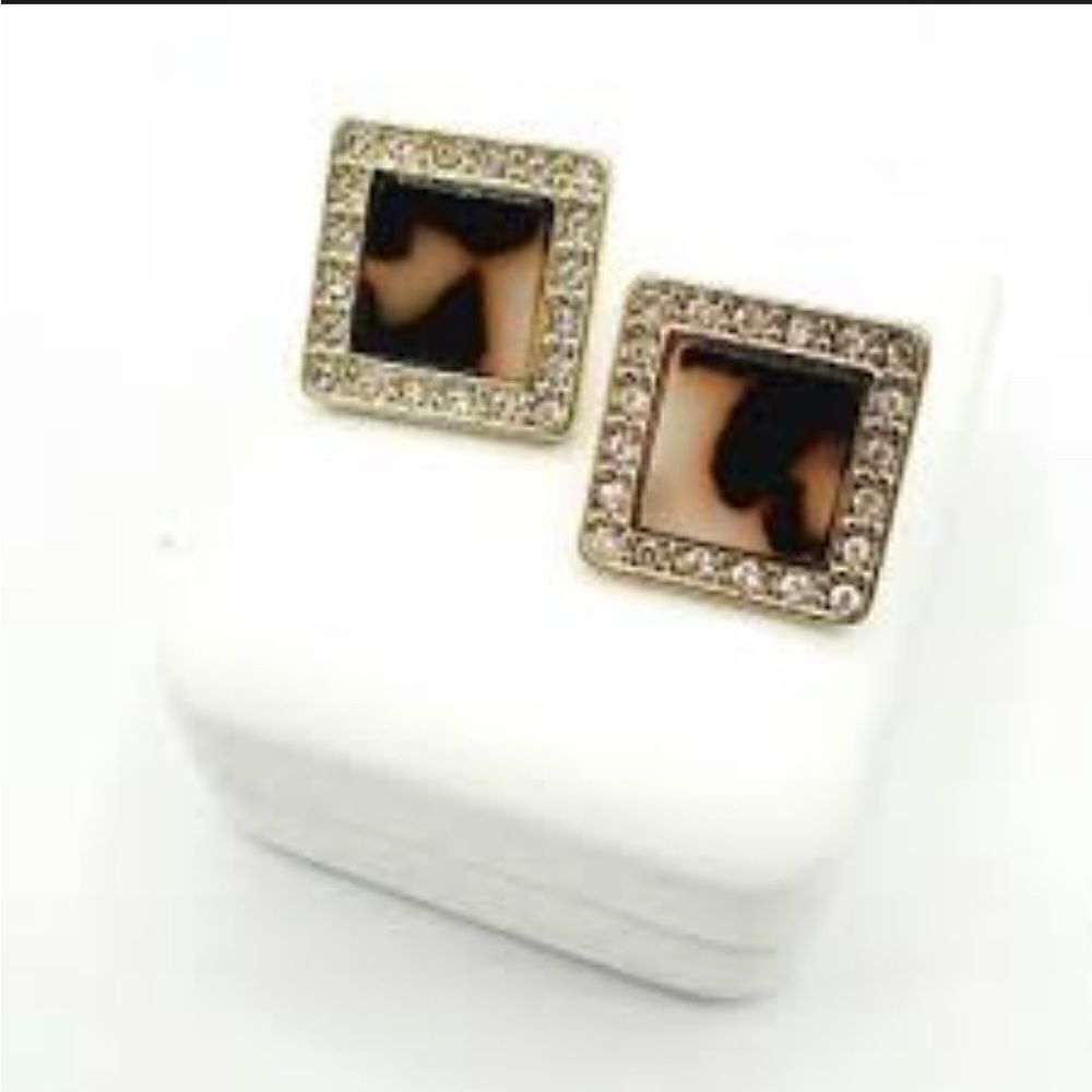 Swarovski Crystal Marble Framed Stud Earrings NWT